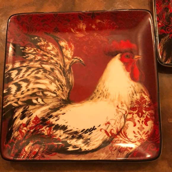 Susan Winget Rooster Avignon Morning 8.5" Salad Plates Certified International - Picture 2 of 5